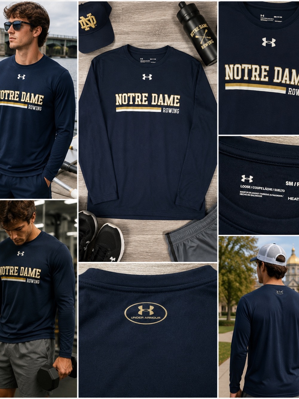 Under Armour Shirt Men’s Small Blue Notre Dame Fighting Irish Rowing HeatGear